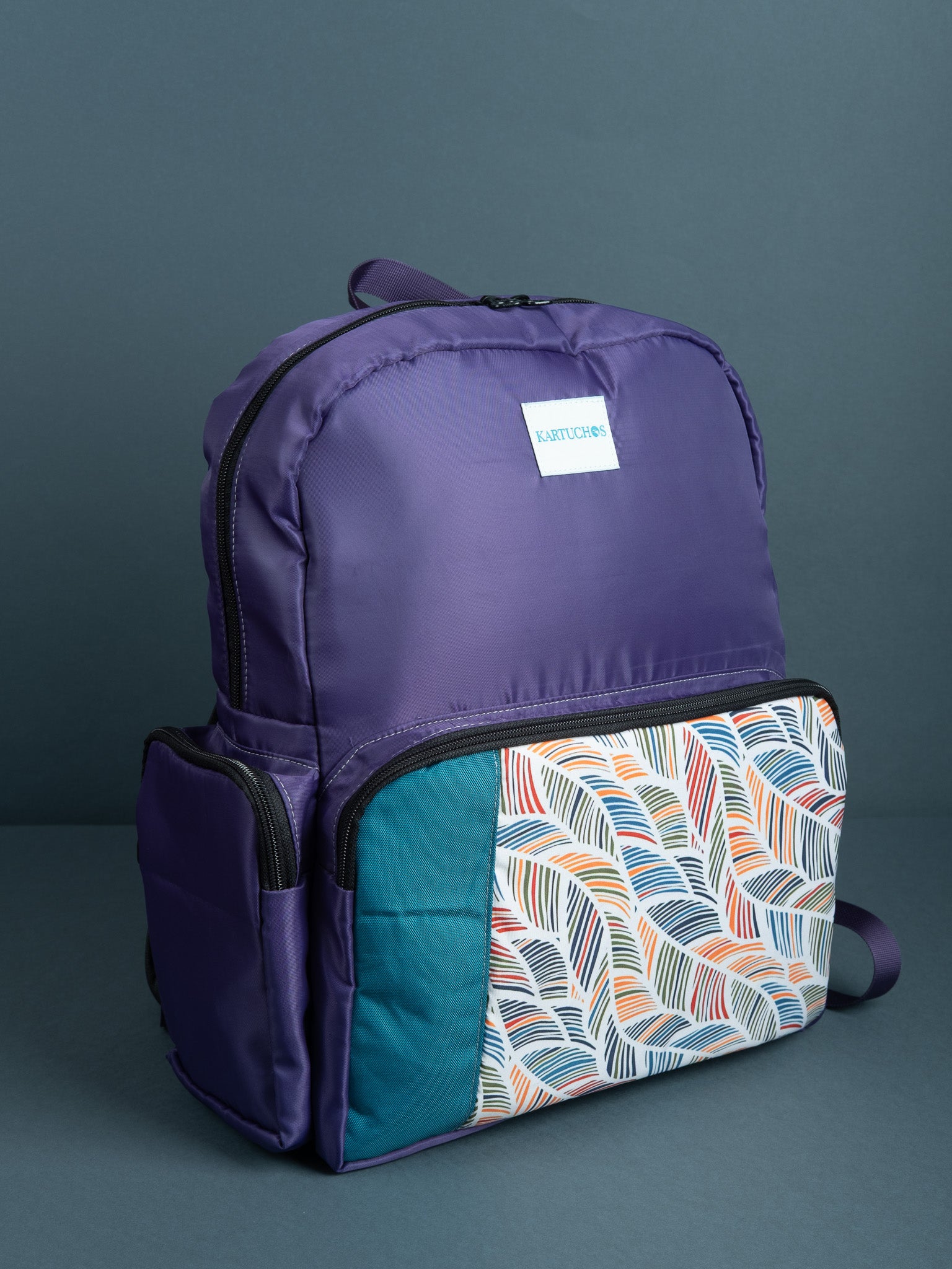 Mochila morado hojas