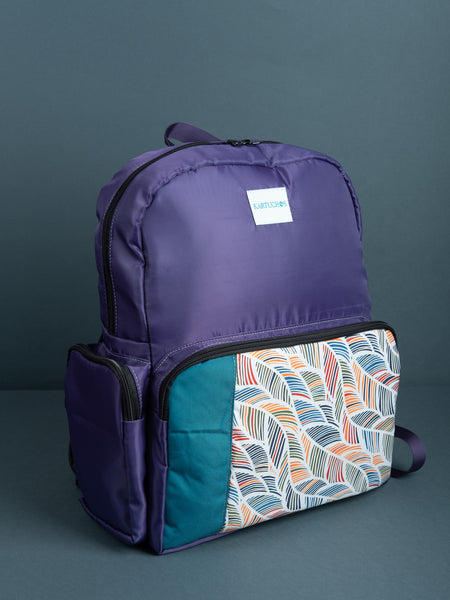 Mochila morado hojas