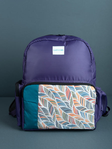 Mochila morado hojas