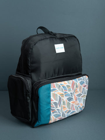 Mochila negro hojas